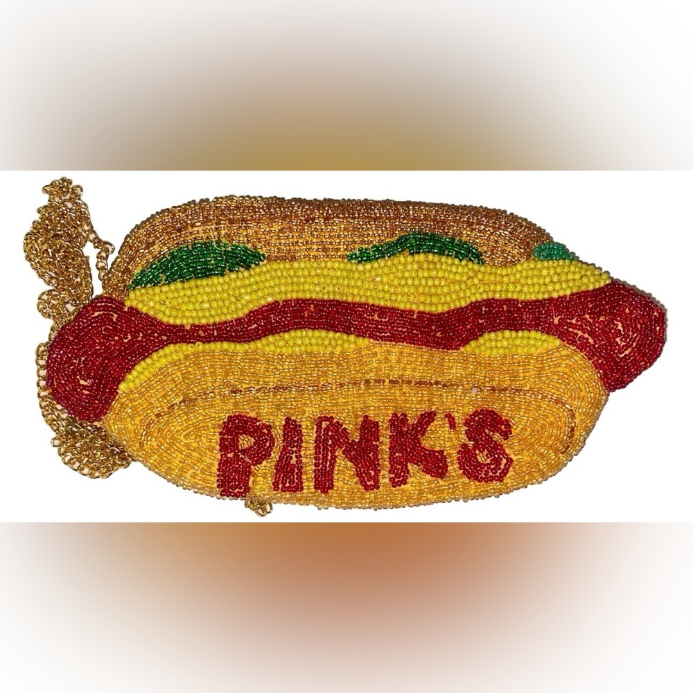 Limited Edition Pink’s Hot Dogs Beaded Crossbody Purse Clutch | *Hard To Find*
